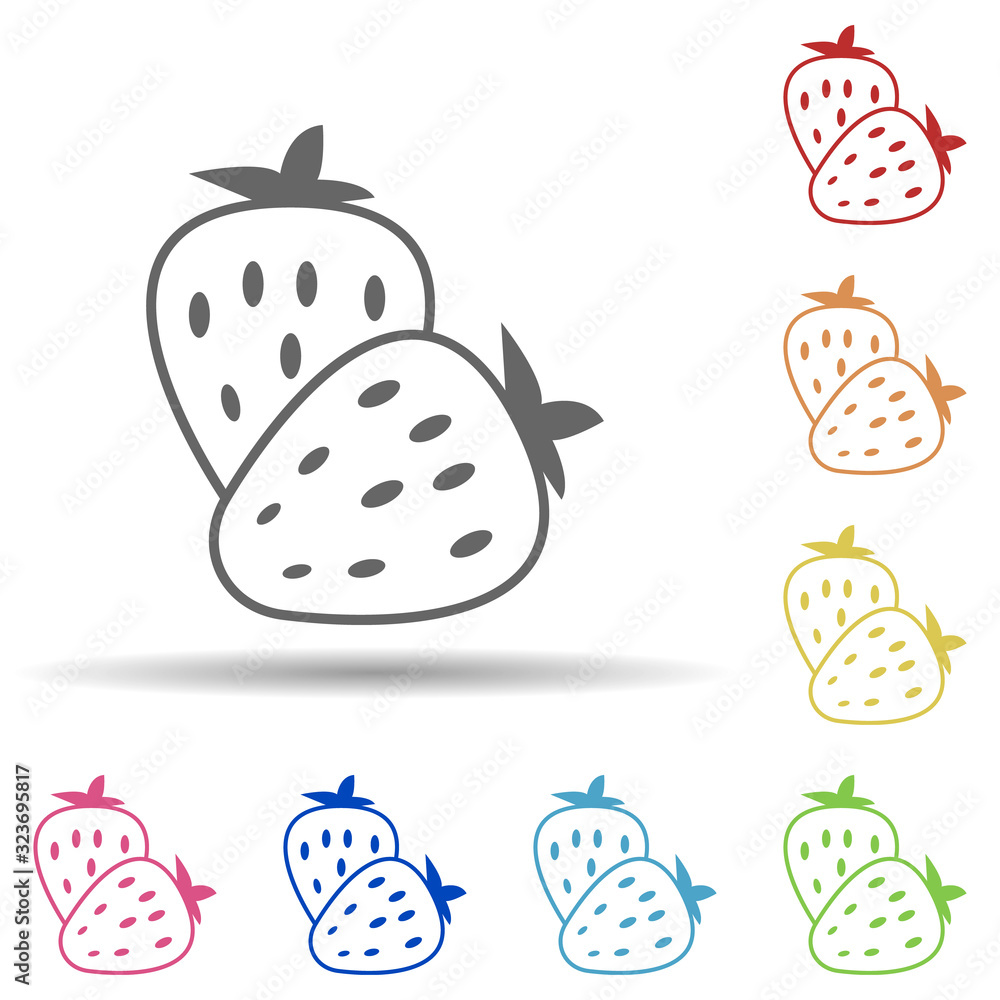 Poster strawberry in multi color style icon. simple thin line, outline vector of food icons for ui and ux, 