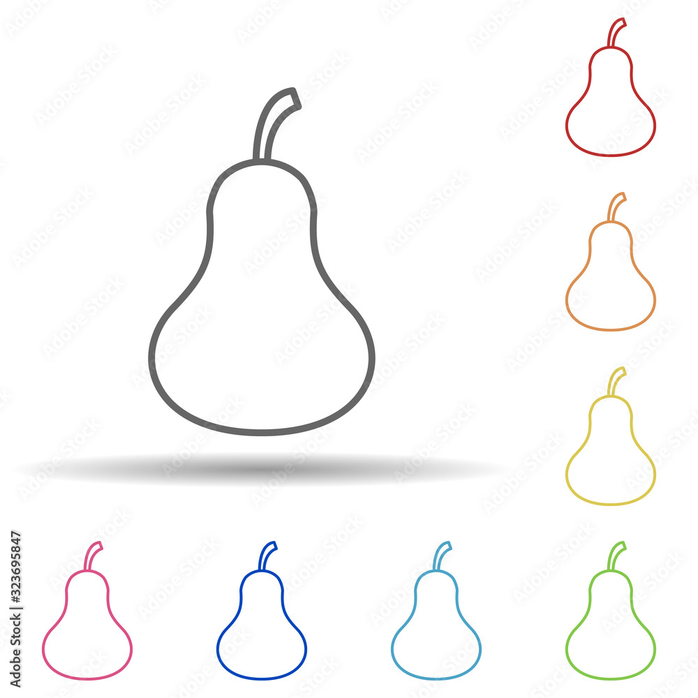Aufkleber pear in multi color style icon. simple thin line, outline vector of food icons for ui and ux, websit