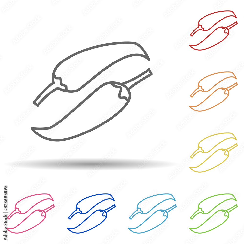 Poster hot peppers in multi color style icon. simple thin line, outline vector of food icons for ui and ux,