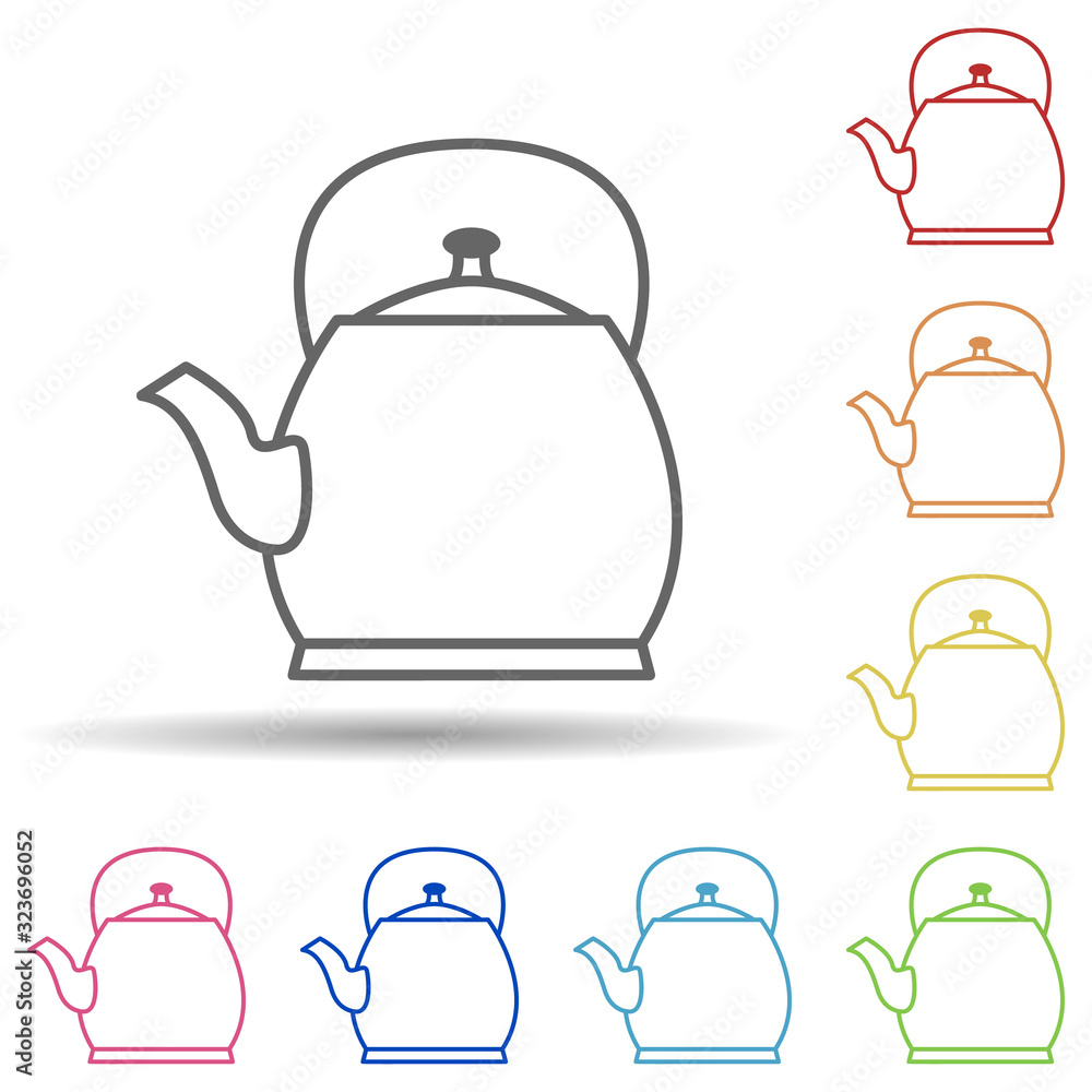 Poster kettle in multi color style icon. simple thin line, outline vector of food icons for ui and ux, webs