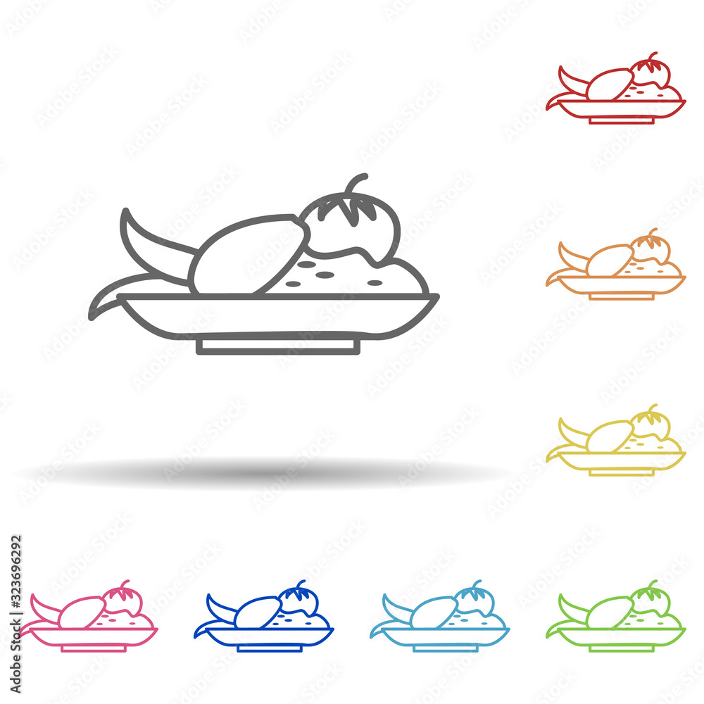 Poster vegetables in a plate in multi color style icon. simple thin line, outline vector of food icons for 