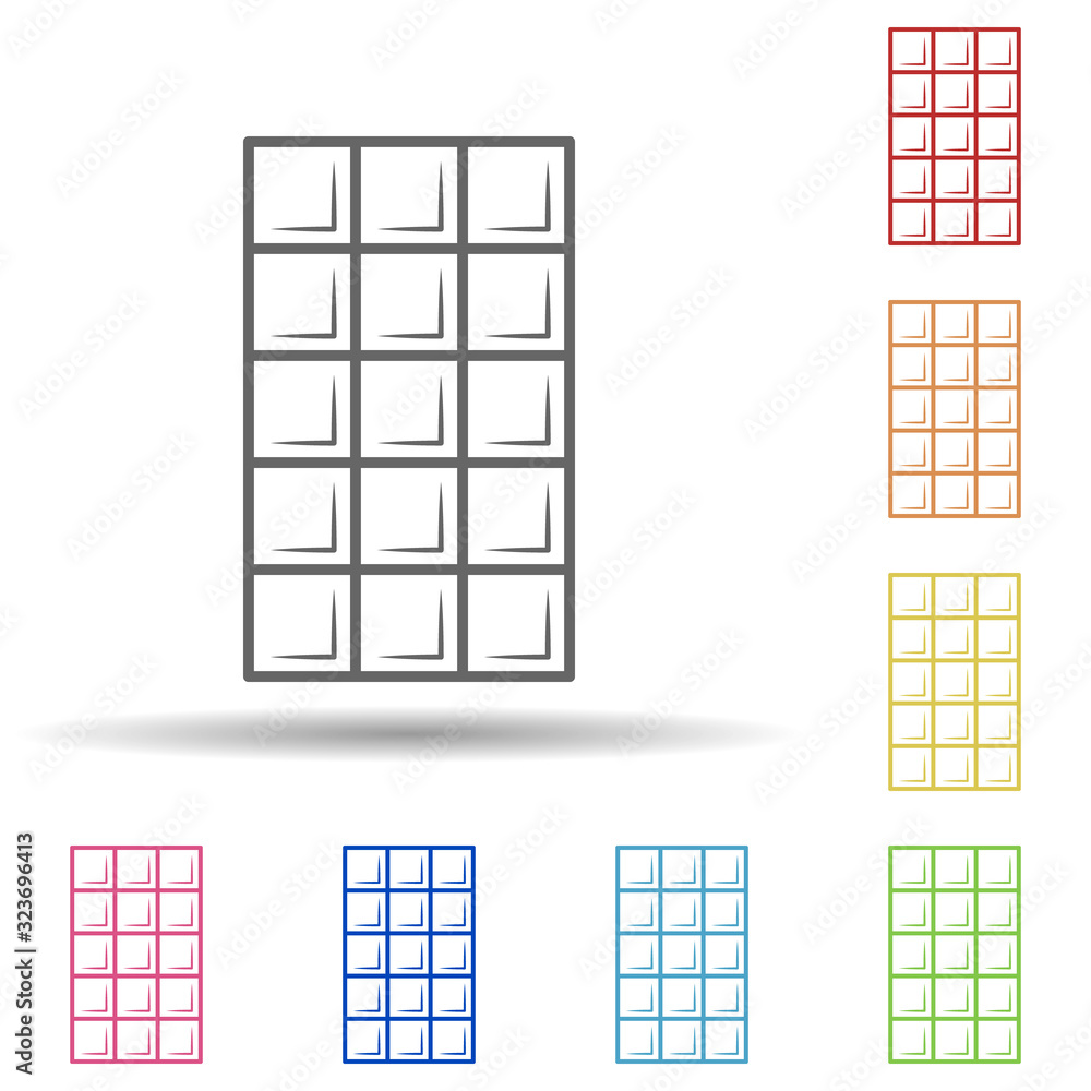 Poster chocolate bar in multi color style icon. simple thin line, outline vector of food icons for ui and u