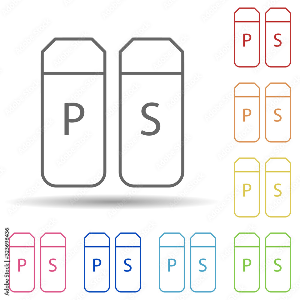 Poster pepper and salt in multi color style icon. simple thin line, outline vector of food icons for ui and