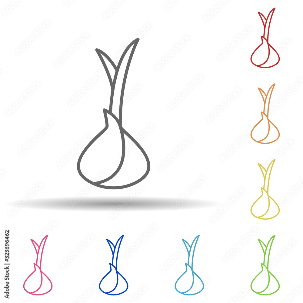 Poster garlic in multi color style icon. simple thin line, outline vector of food icons for ui and ux, webs