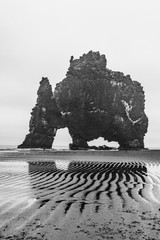 Hvitserkur, the dragon drinking water in Iceland