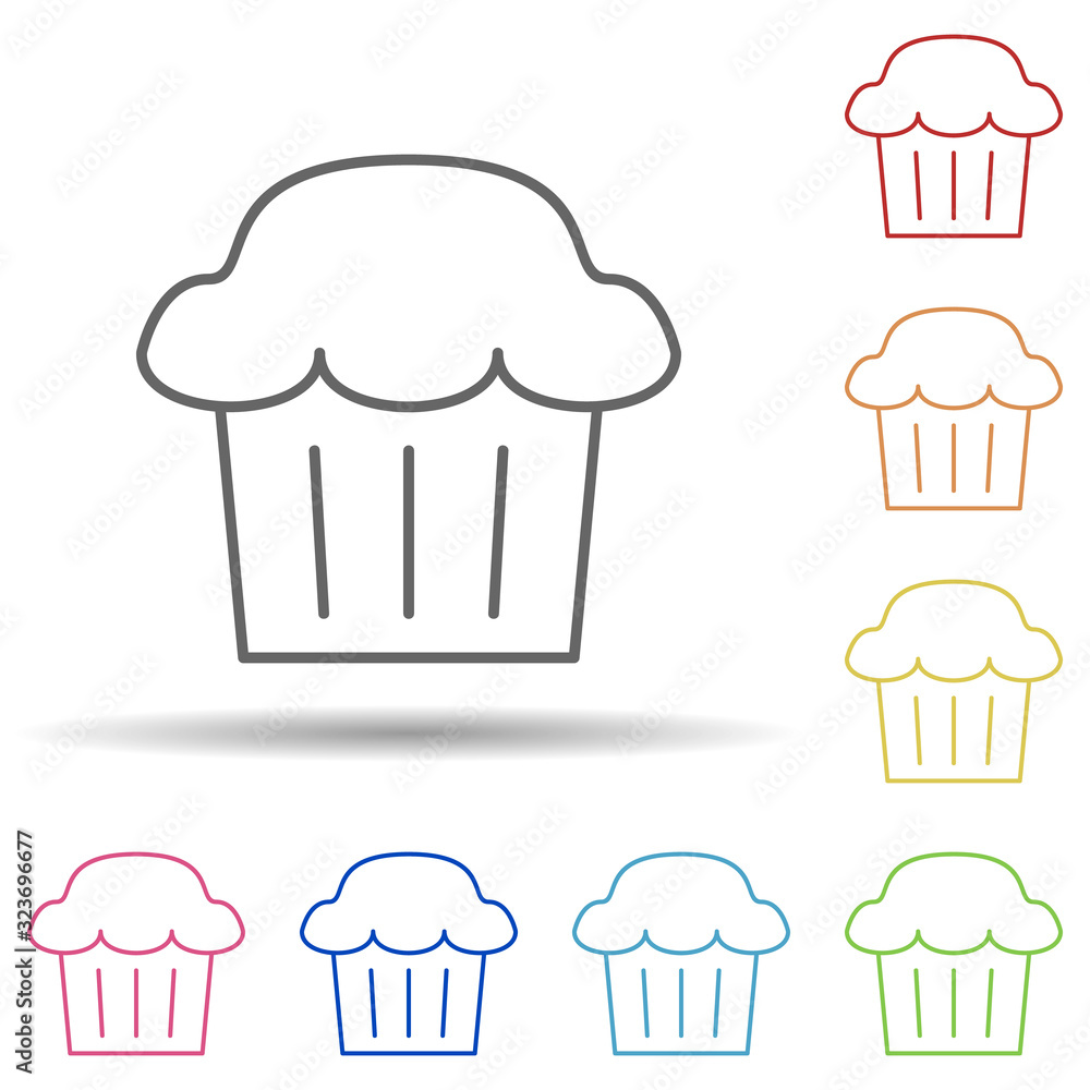 Poster cup cake in multi color style icon. simple thin line, outline vector of food icons for ui and ux, we