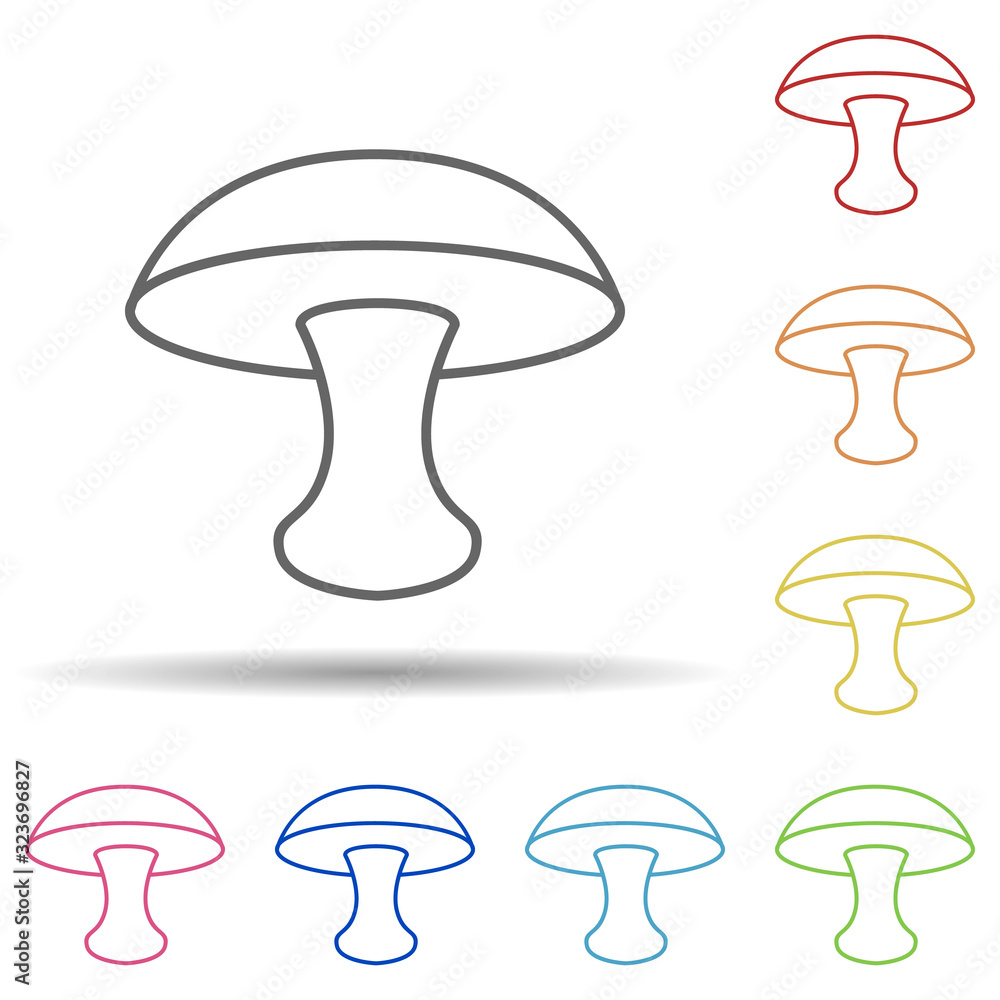 Poster mushroom in multi color style icon. simple thin line, outline vector of food icons for ui and ux, we