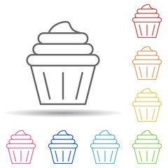 Cup cake in multi color style icon. Simple thin line, outline vector of food icons for ui and ux, website or mobile application