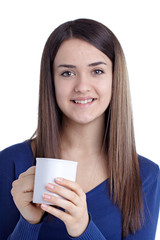  girl holding a cup of coffee tea drink