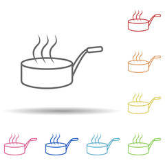 Hot frying pan in multi color style icon. Simple thin line, outline vector of food icons for ui and ux, website or mobile application