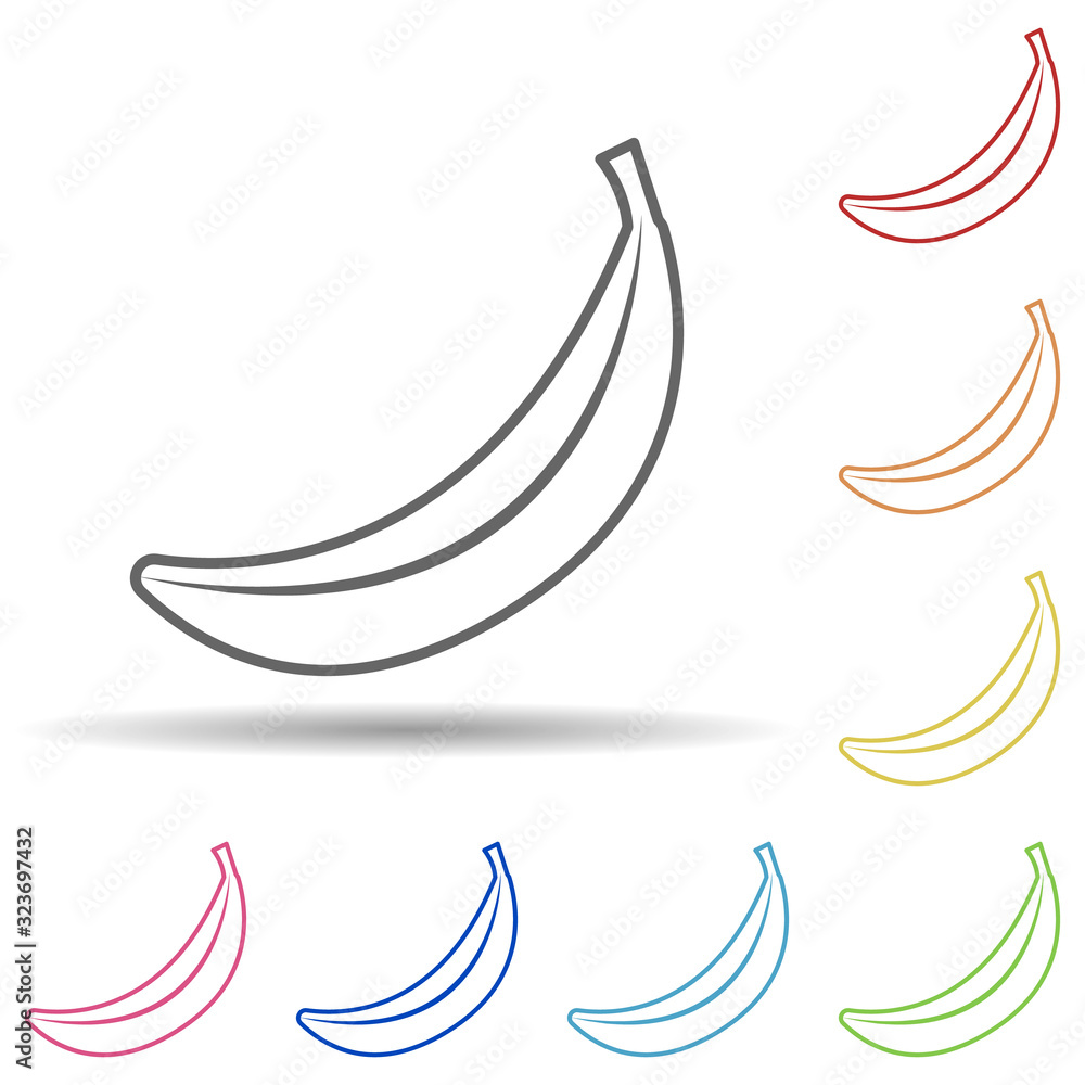 Poster banana in multi color style icon. simple thin line, outline vector of fruit icons for ui and ux, web