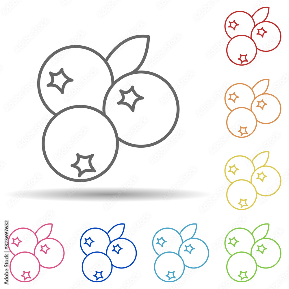 Poster blueberries in multi color style icon. simple thin line, outline vector of fruit icons for ui and ux