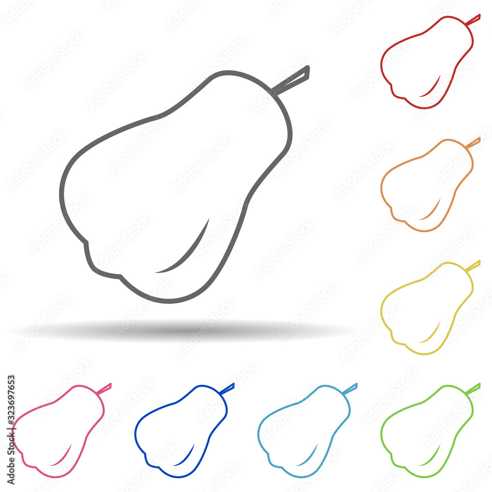 Poster pear in multi color style icon. simple thin line, outline vector of fruit icons for ui and ux, websi