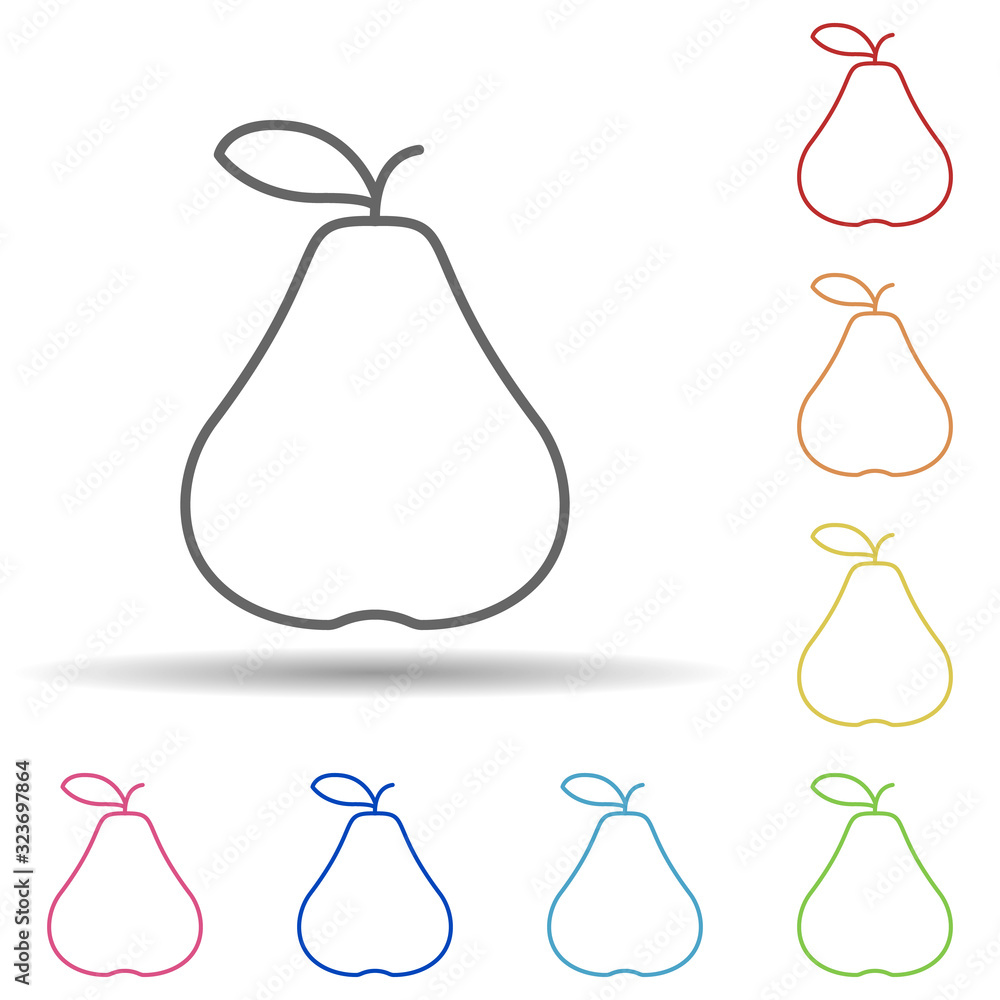 Poster pear in multi color style icon. simple thin line, outline vector of fruit icons for ui and ux, websi