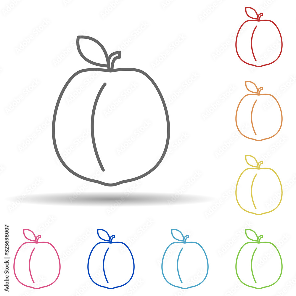 Poster apricot in multi color style icon. simple thin line, outline vector of fruit icons for ui and ux, we