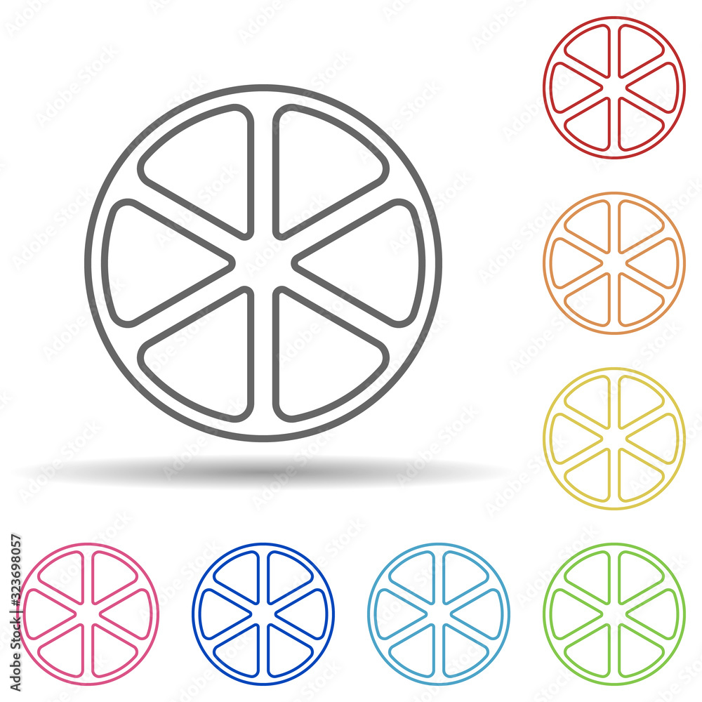 Poster piece of lemon in multi color style icon. simple thin line, outline vector of fruit icons for ui and