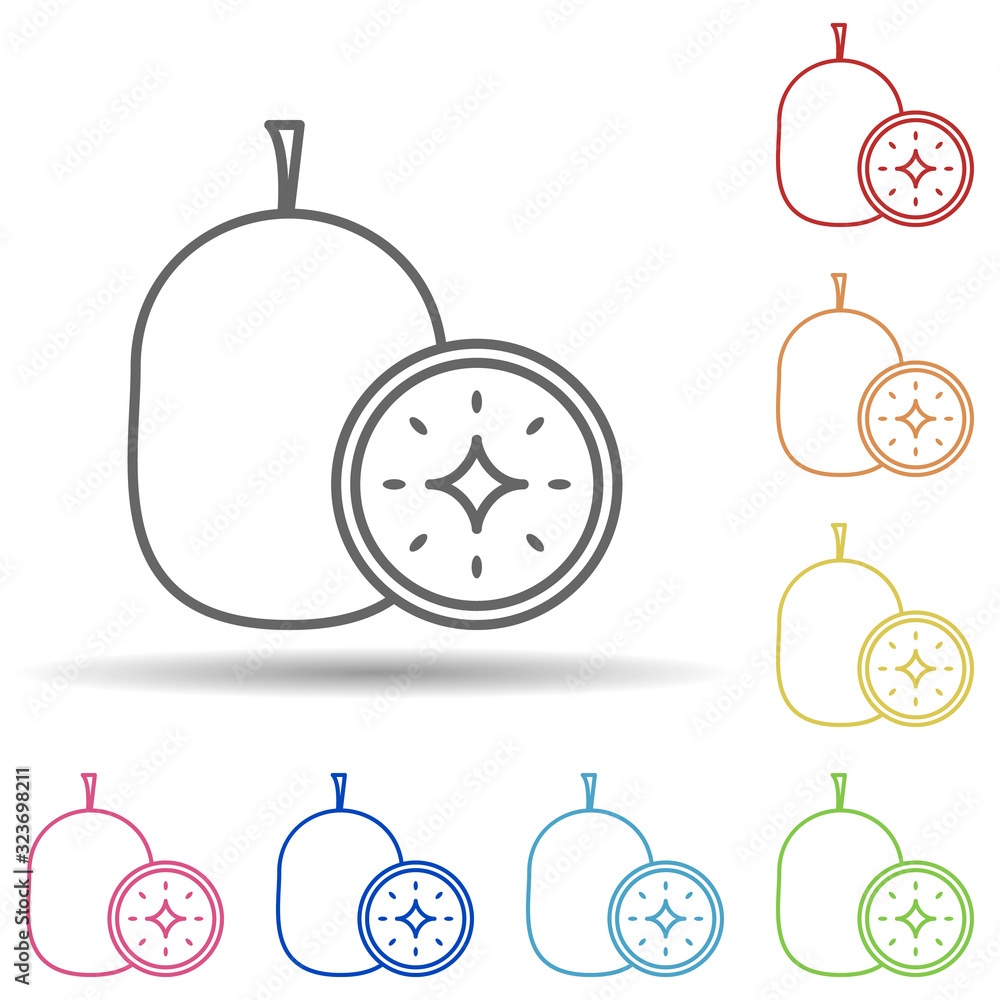 Poster guava fruit in multi color style icon. simple thin line, outline vector of fruit icons for ui and ux