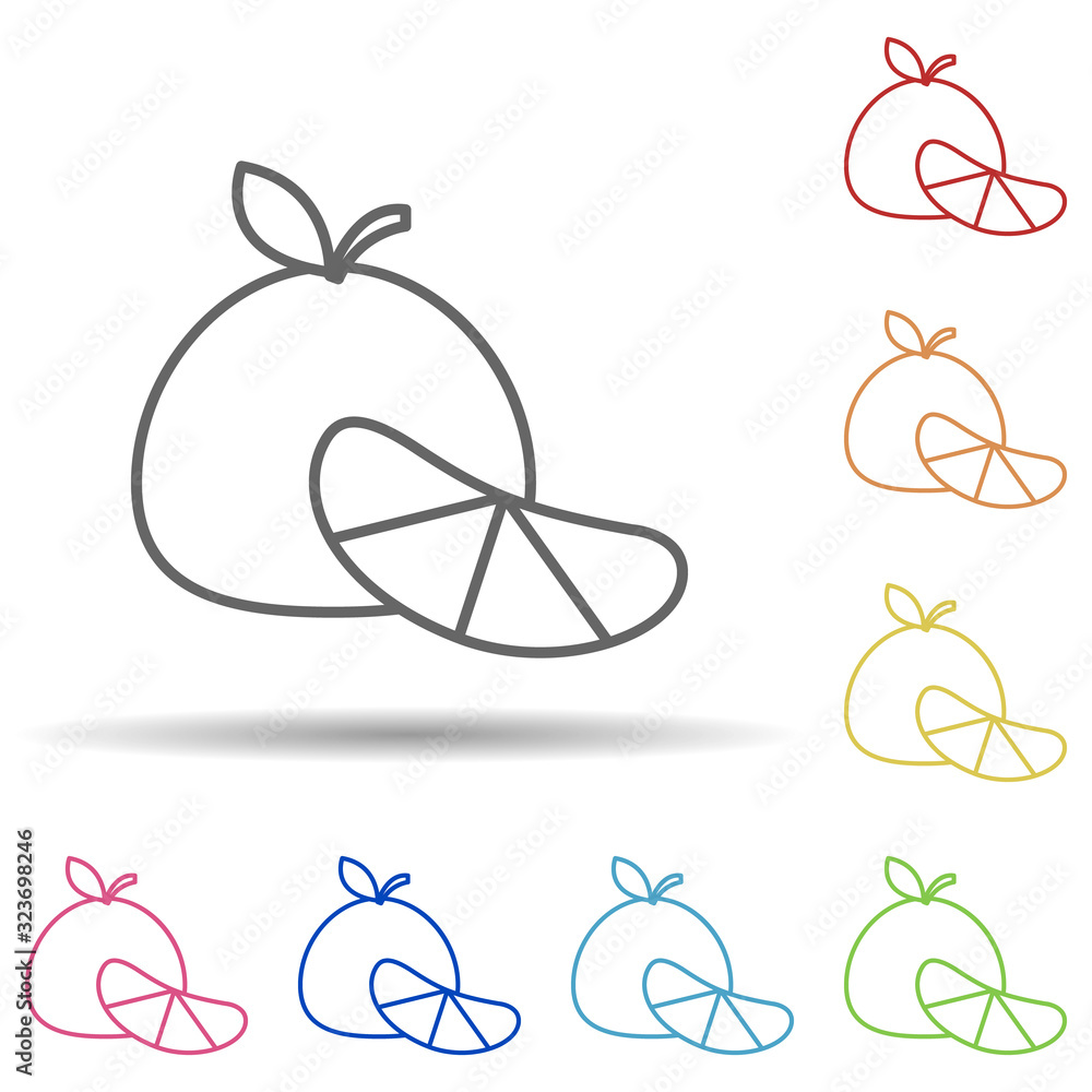 Poster mandarin in multi color style icon. simple thin line, outline vector of fruit icons for ui and ux, w