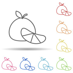 Mandarin in multi color style icon. Simple thin line, outline vector of fruit icons for ui and ux, website or mobile application