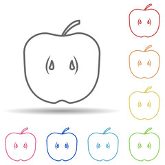 Apple in cut in multi color style icon. Simple thin line, outline vector of fruit icons for ui and ux, website or mobile application