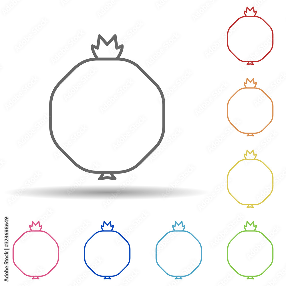 Poster garnet in multi color style icon. simple thin line, outline vector of fruit icons for ui and ux, web