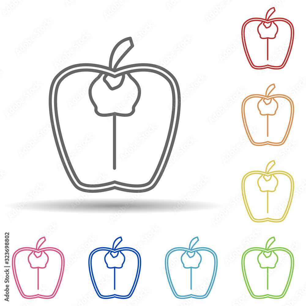 Poster pepper in cut in multi color style icon. simple thin line, outline vector of fruit icons for ui and 