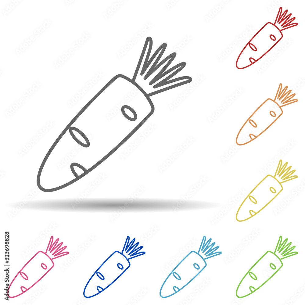 Poster carrot in multi color style icon. simple thin line, outline vector of fruit icons for ui and ux, web