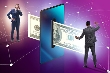 Businessman in money transfer concept