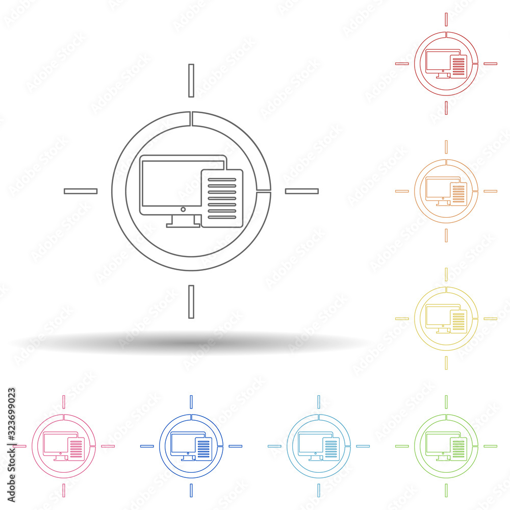 Aufkleber colored cross device targeting in multi color style icon. simple thin line, outline vector of busine