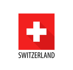 Flag of Switzerland. Vector flat swiss national flag square shape isolated on white with caption.