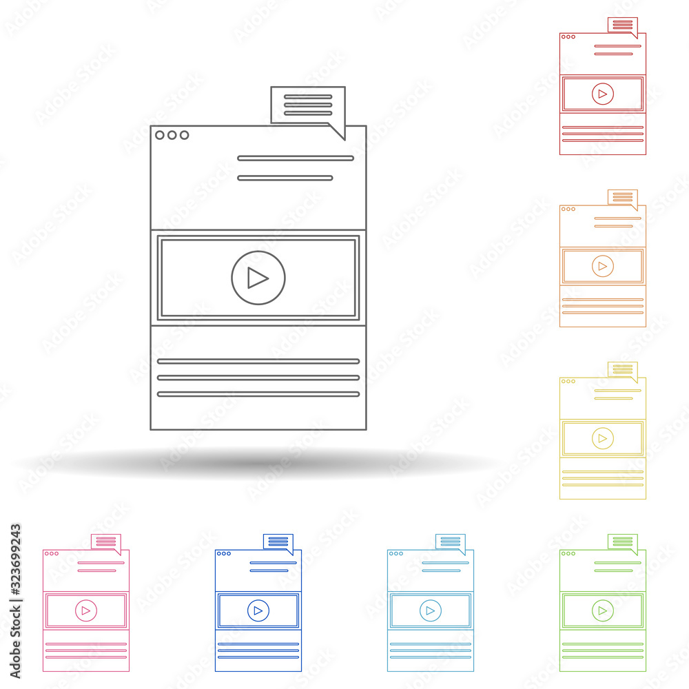 Aufkleber colored overlay ads in multi color style icon. simple thin line, outline vector of business and digi