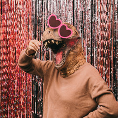Funny dinosaur with sunglasses
