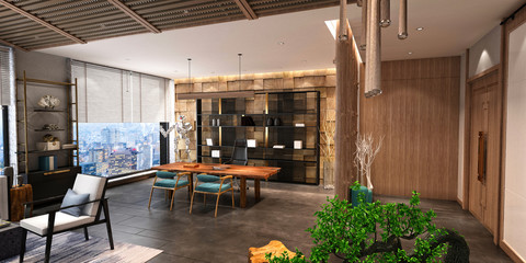 3d render of modern office