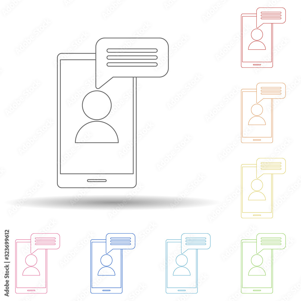 Poster colored mobile chat in multi color style icon. simple thin line, outline vector of business and digi