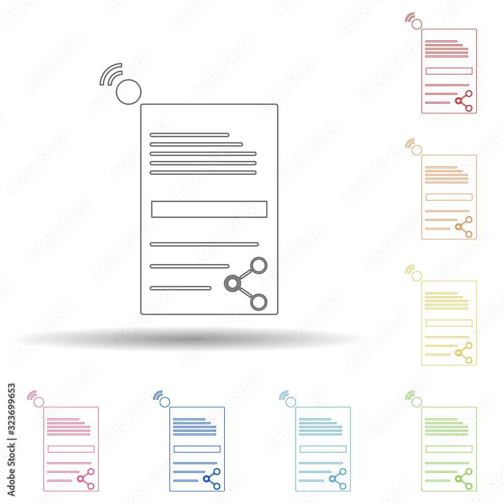 Poster colored rss feed in multi color style icon. simple thin line, outline vector of business and digital