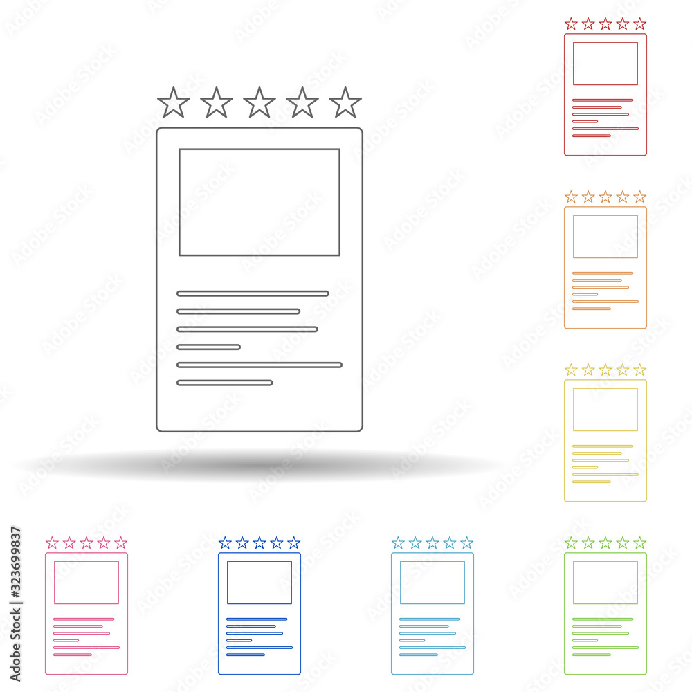 Poster colored review rating in multi color style icon. simple thin line, outline vector of business and di