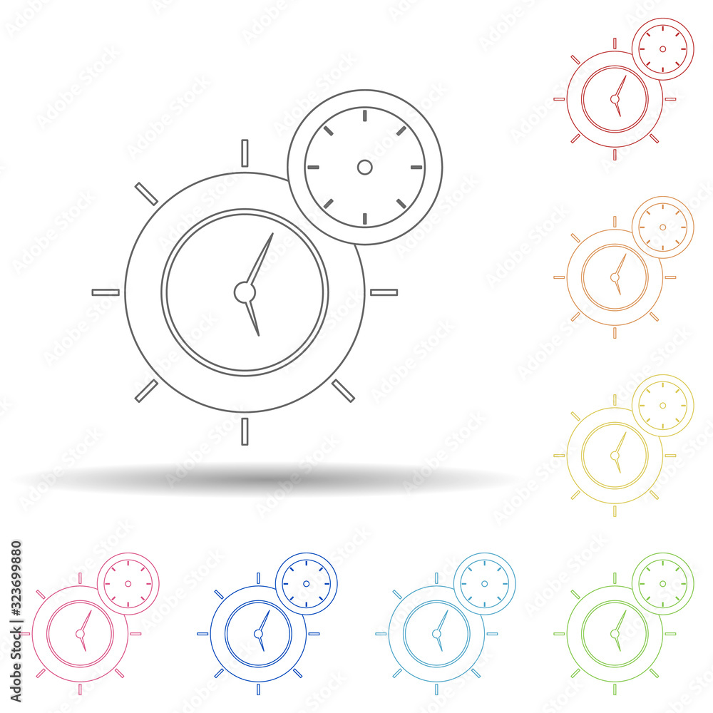 Poster colored time management in multi color style icon. simple thin line, outline vector of business and 
