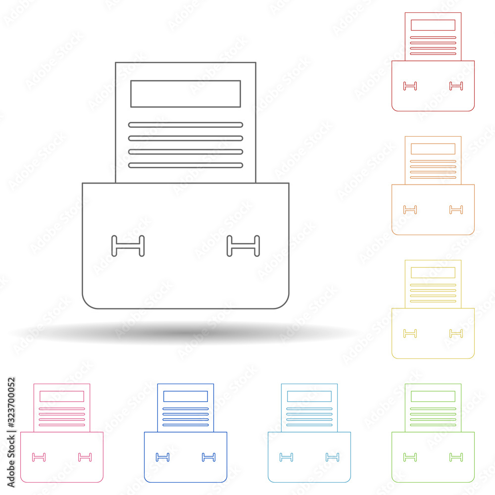 Aufkleber colored portfolio in multi color style icon. simple thin line, outline vector of business and digita