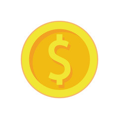 Dollar coin icon designed in flat style