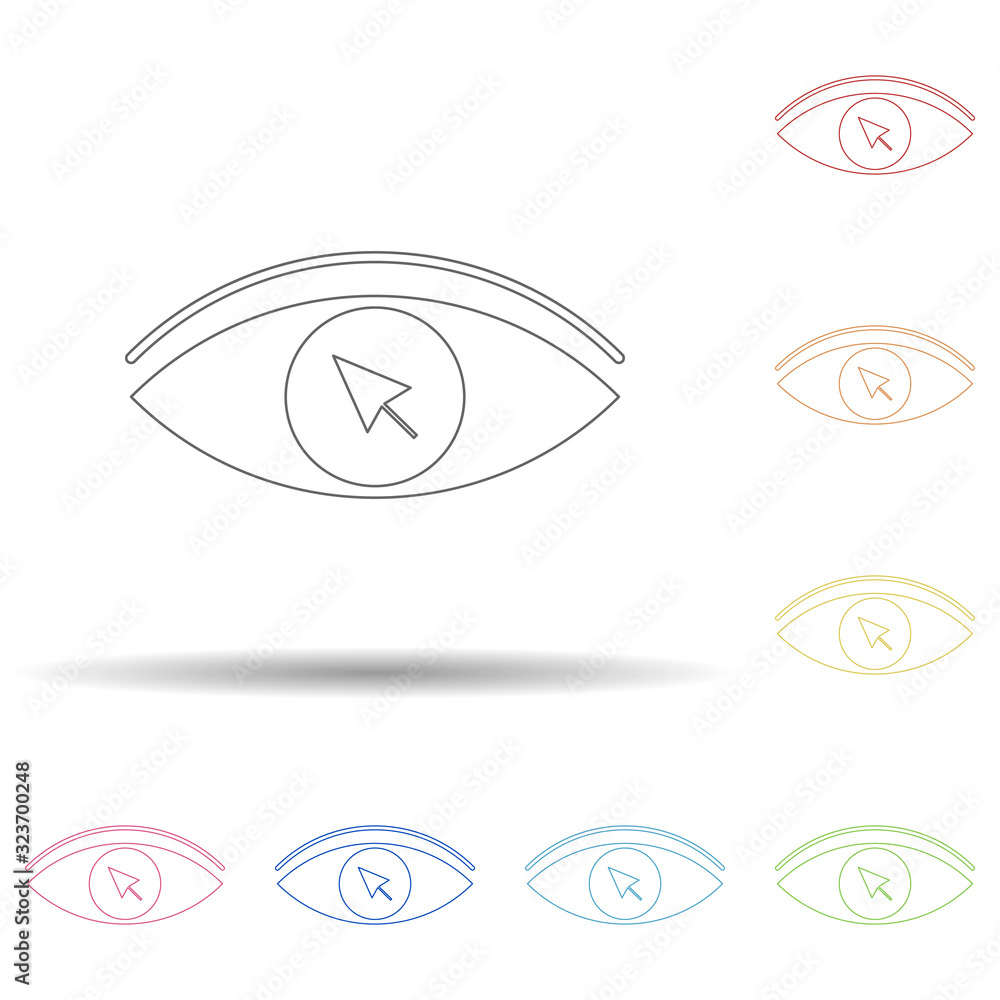 Poster colored cost per action in multi color style icon. simple thin line, outline vector of business and 
