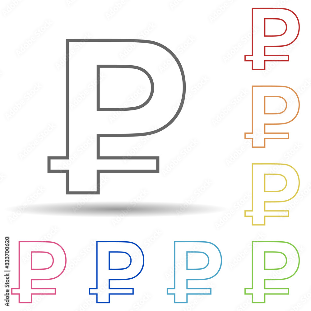 Poster ruble symbol in multi color style icon. simple thin line, outline vector of mobile banking icons for