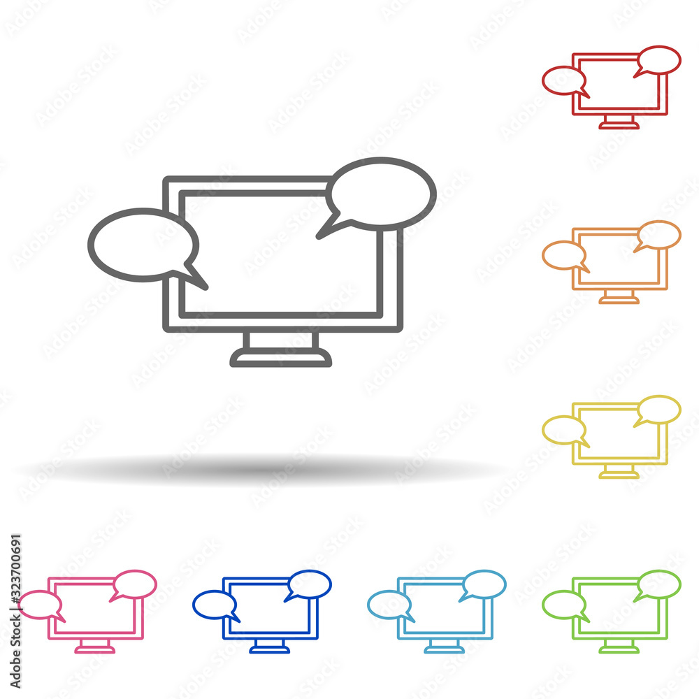 Aufkleber messages in the monitor in multi color style icon. simple thin line, outline vector of mobile bankin