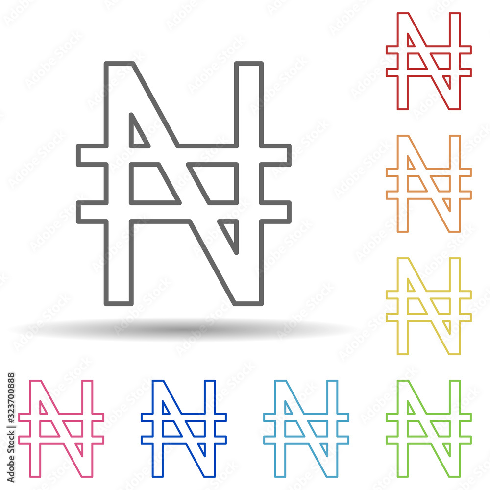 Poster naira in multi color style icon. simple thin line, outline vector of mobile banking icons for ui and
