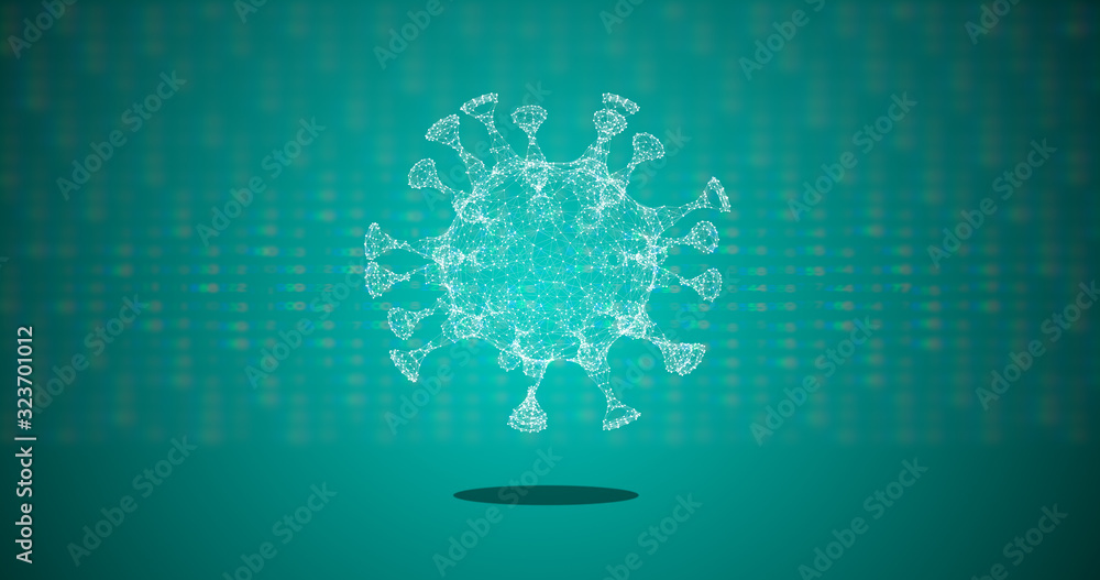 Poster virus attacking your computer over green background with matrix going down.