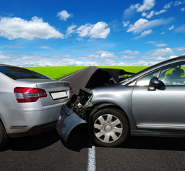 Fototapeta na wymiar Car accident involving two cars