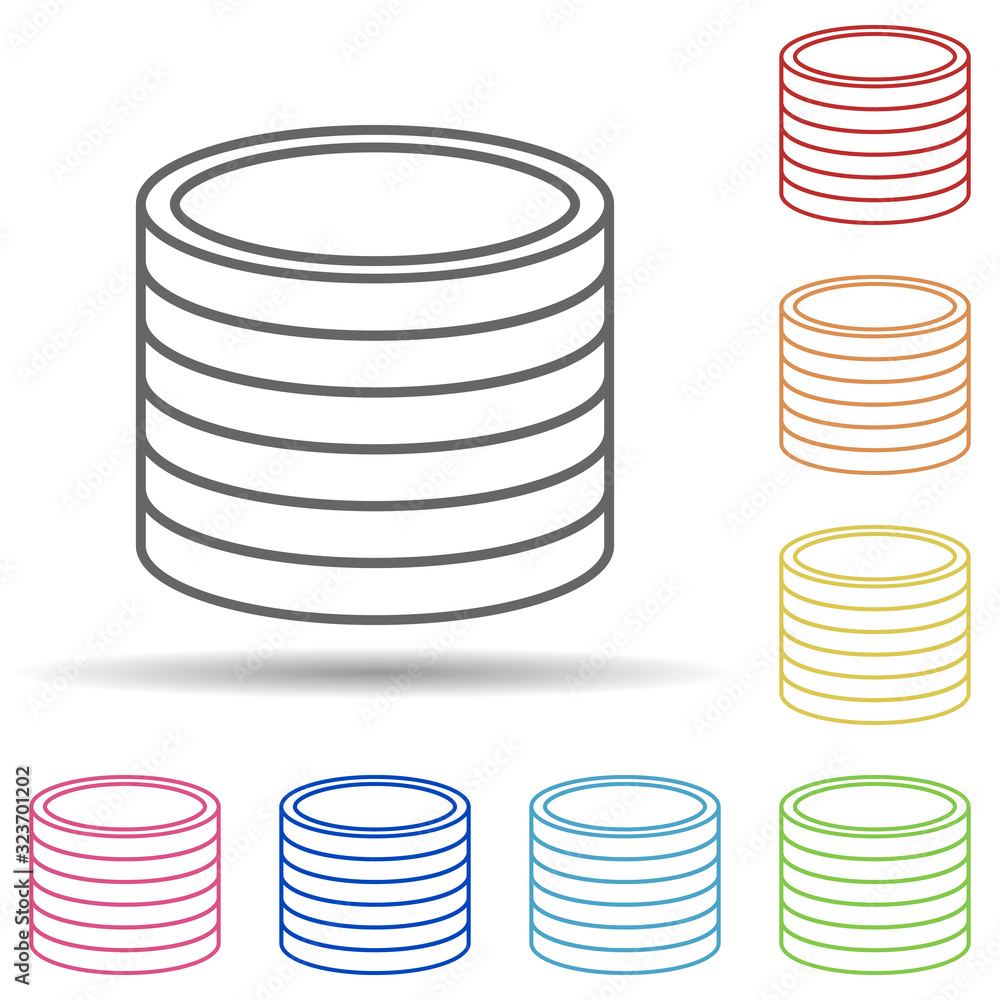 Poster pile of coins in multi color style icon. simple thin line, outline vector of mobile banking icons fo