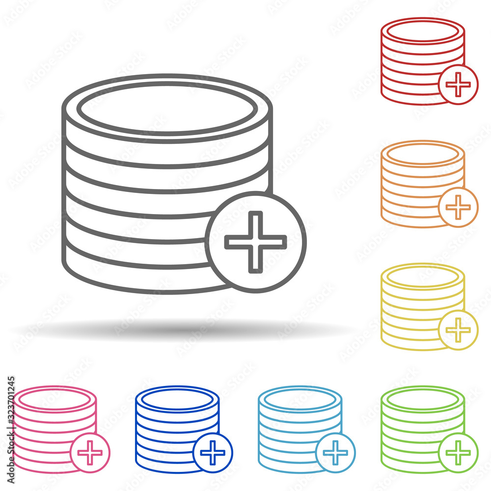 Poster sign add coins in multi color style icon. simple thin line, outline vector of mobile banking icons f