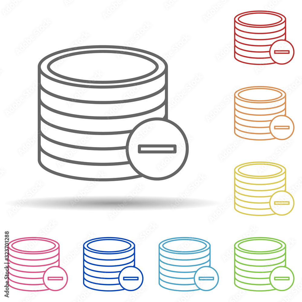 Poster sign remove coins in multi color style icon. simple thin line, outline vector of mobile banking icon