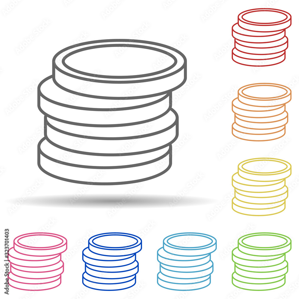 Poster coins in multi color style icon. simple thin line, outline vector of mobile banking icons for ui and