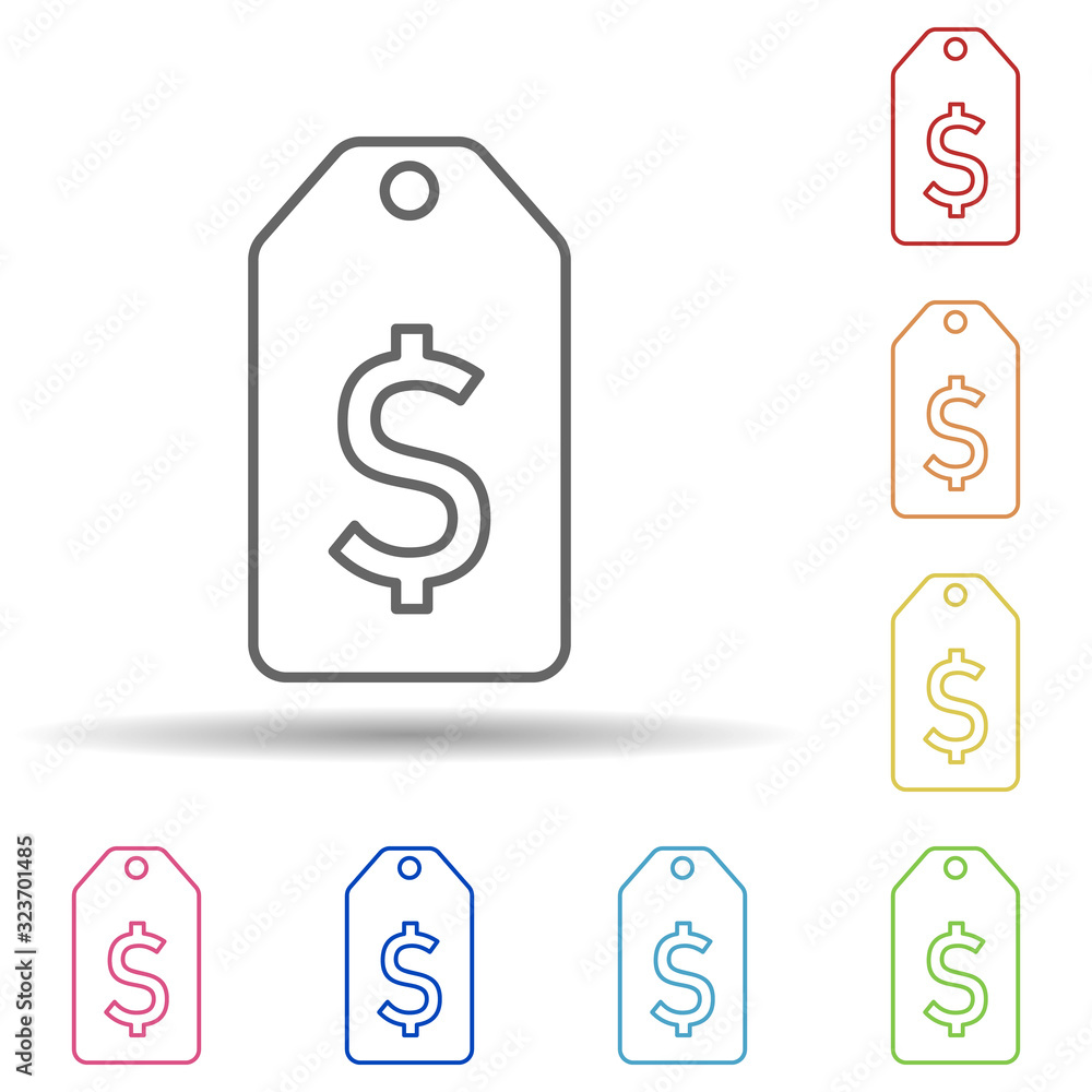 Poster dollar sign in multi color style icon. simple thin line, outline vector of mobile banking icons for 